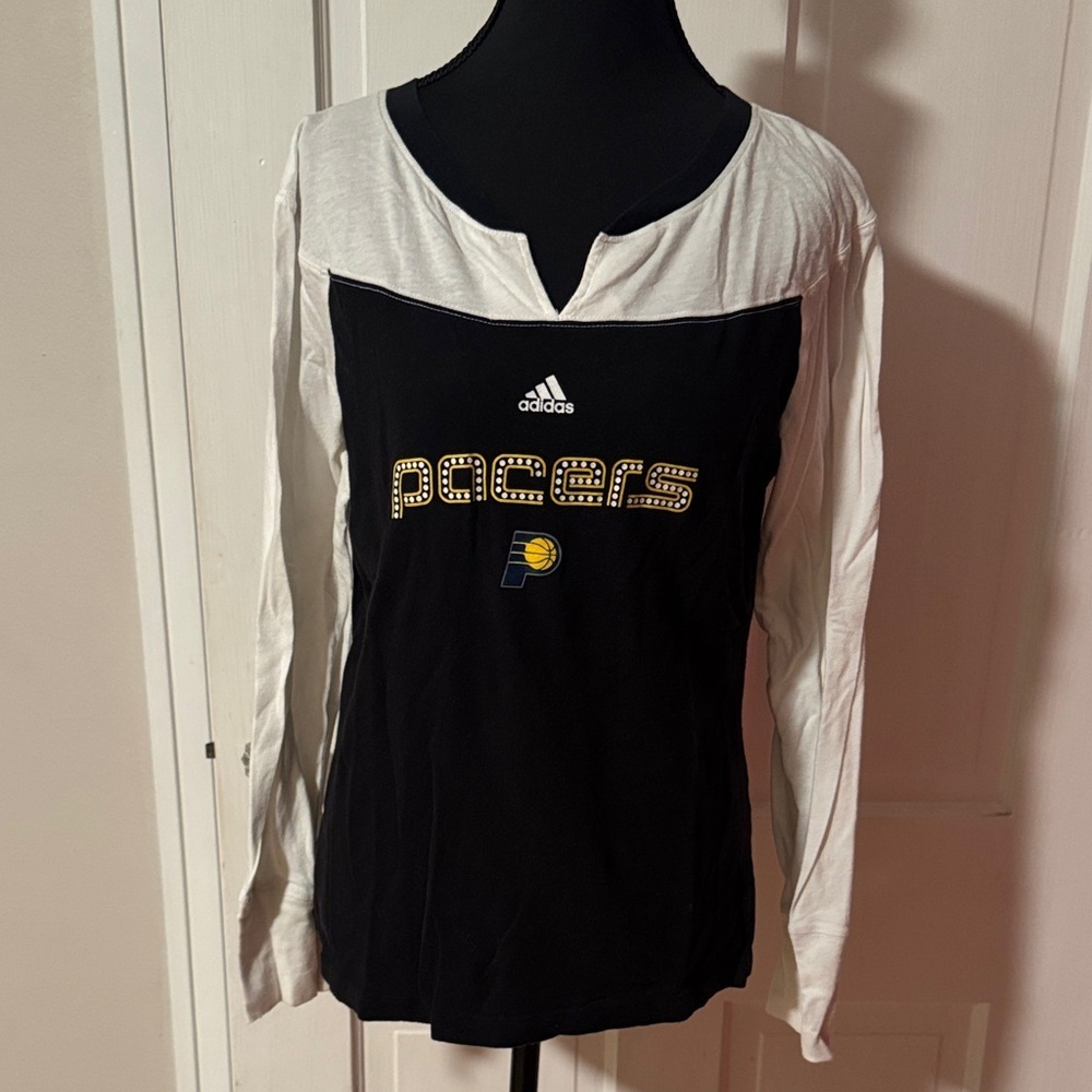 Pacers Adidas Women's Long Sleeve Cotton Tshirt Size XL Fitted NBA